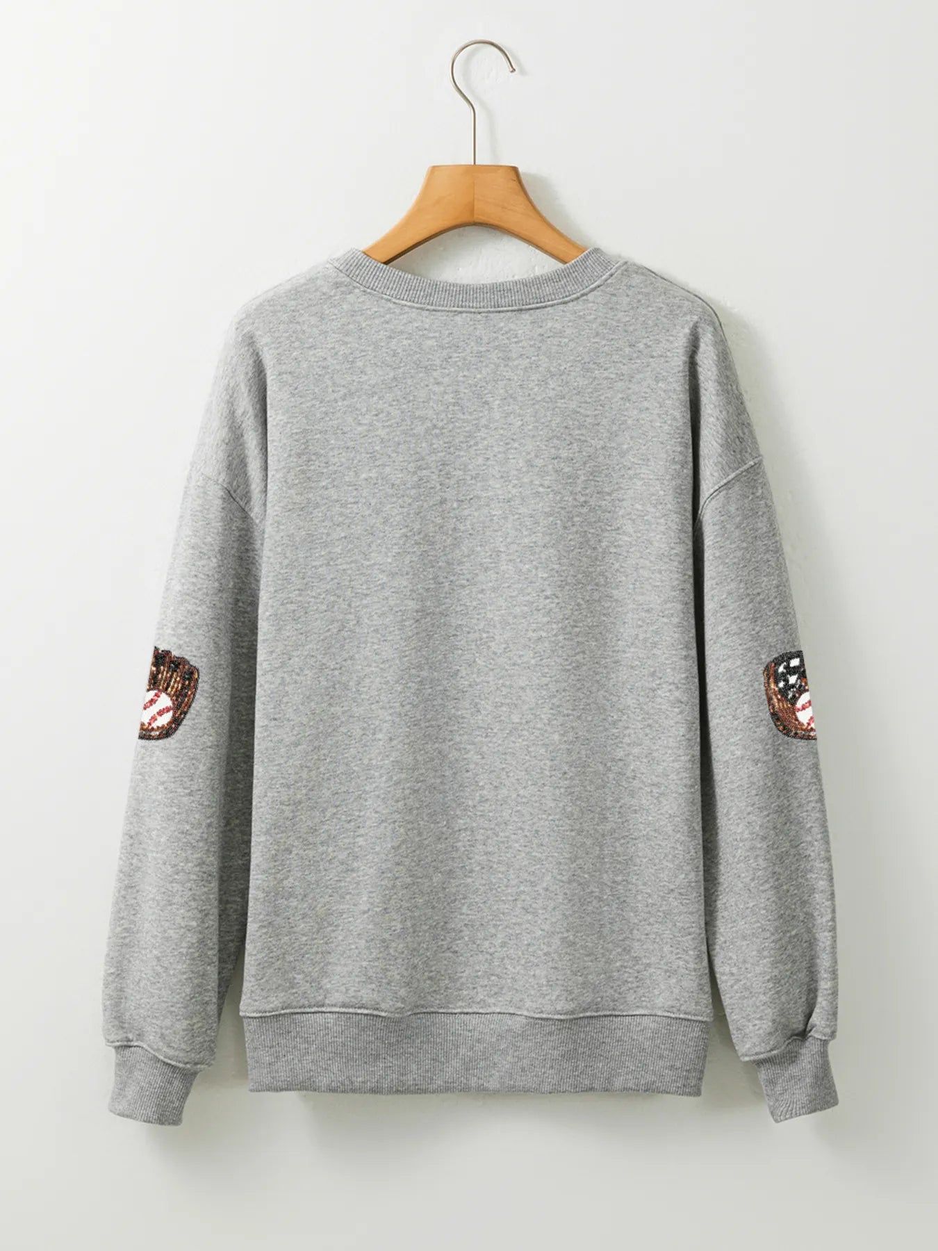 Sequin Baseball Patched Casual Sweatshirt - Fashorio