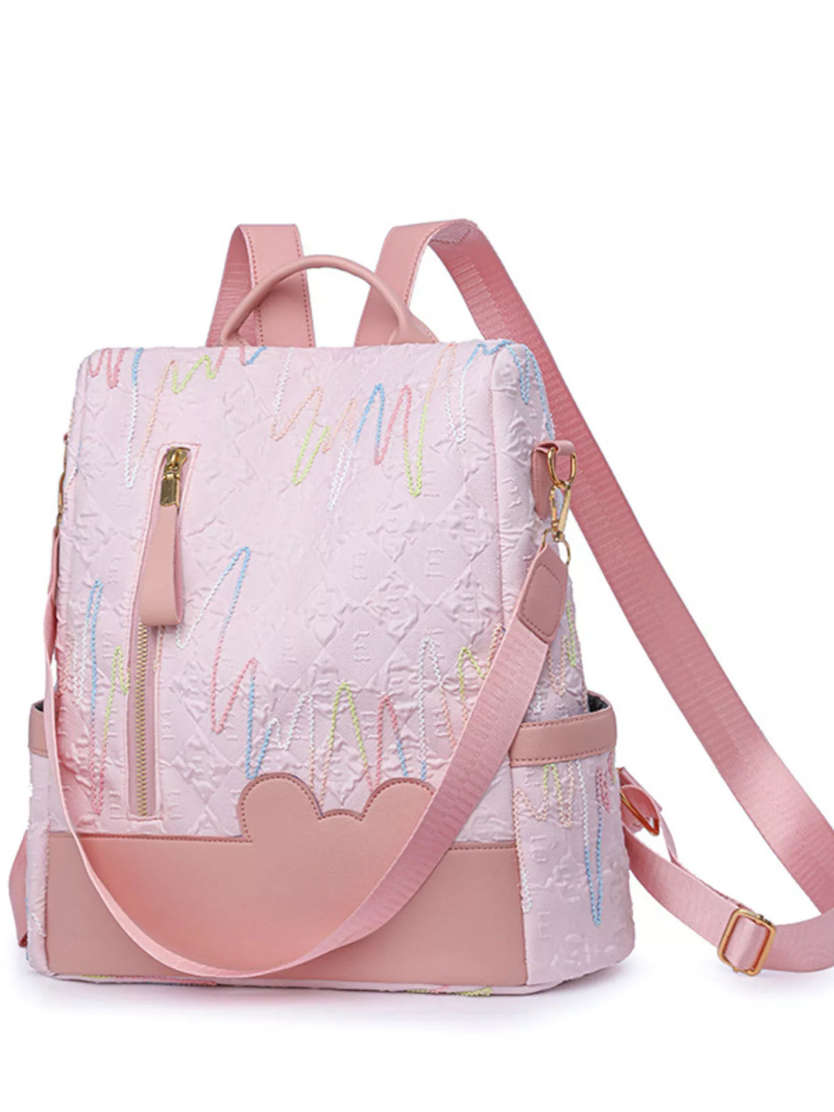 Adjustable strap polyester backpack close up of the material