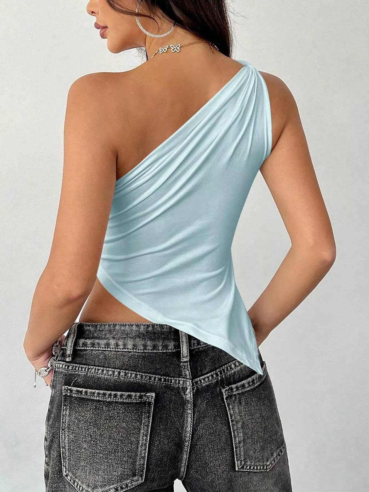 one shoulder slim fit cami back view