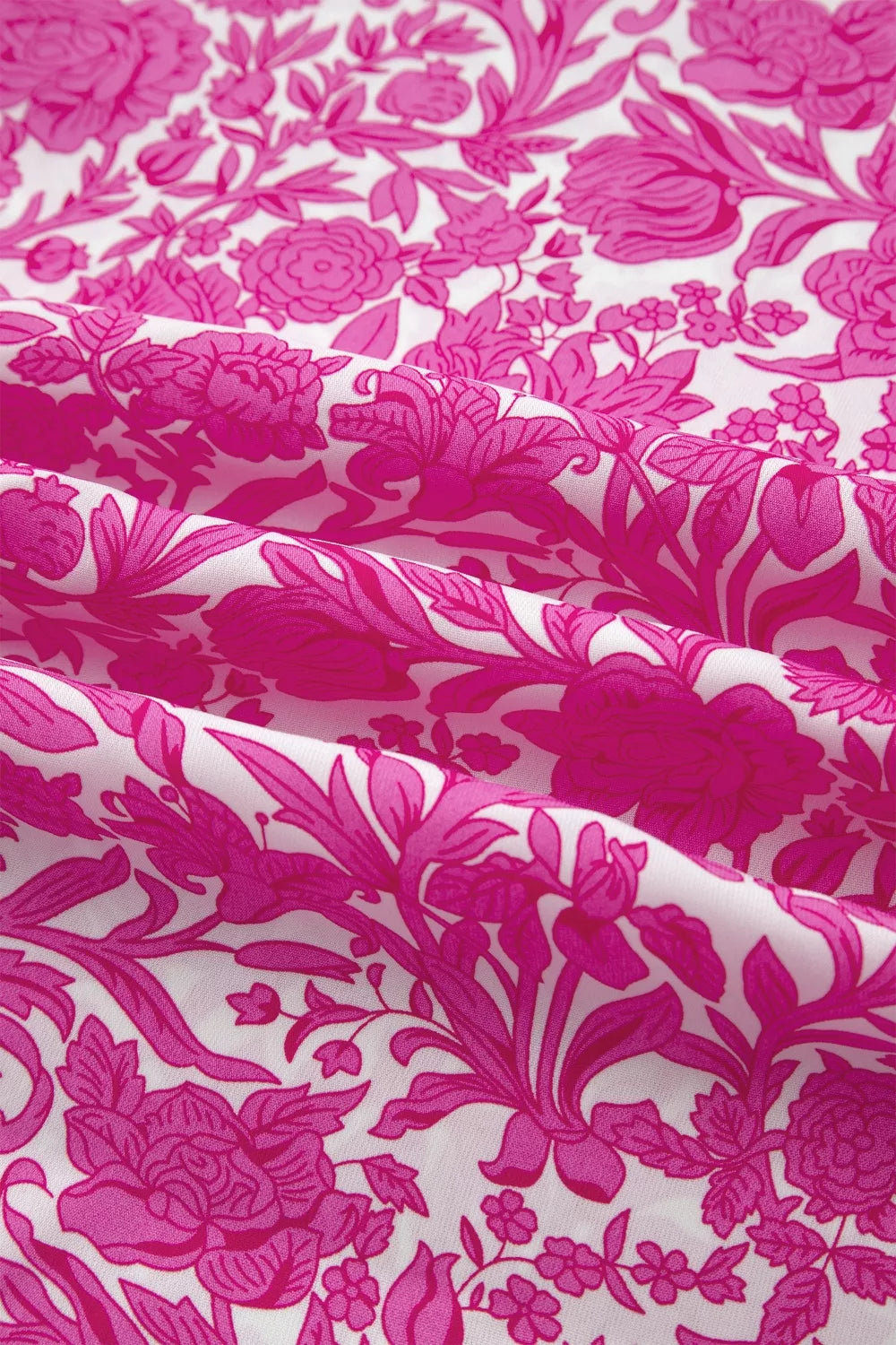 Pink floral ruffle cap sleeve maxi dress front view