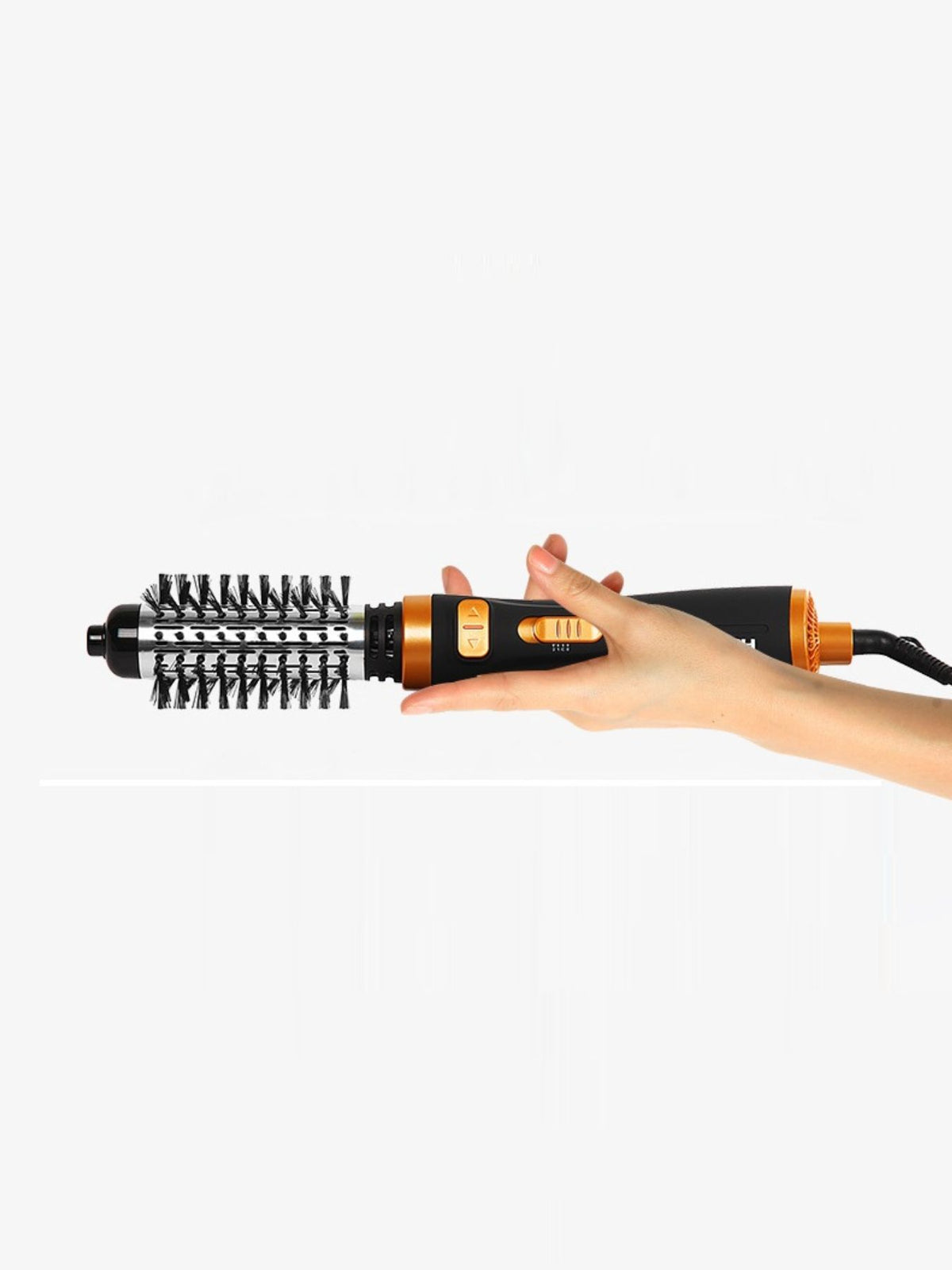 Air brush styling a hair section