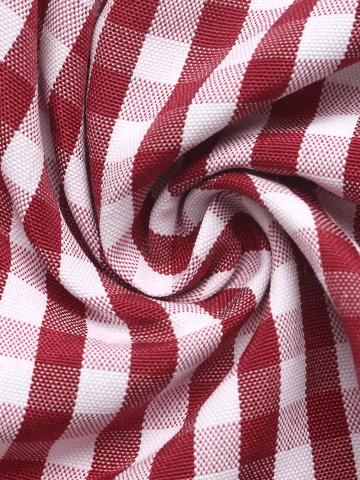 Red plaid backless dress fabric texture and drape