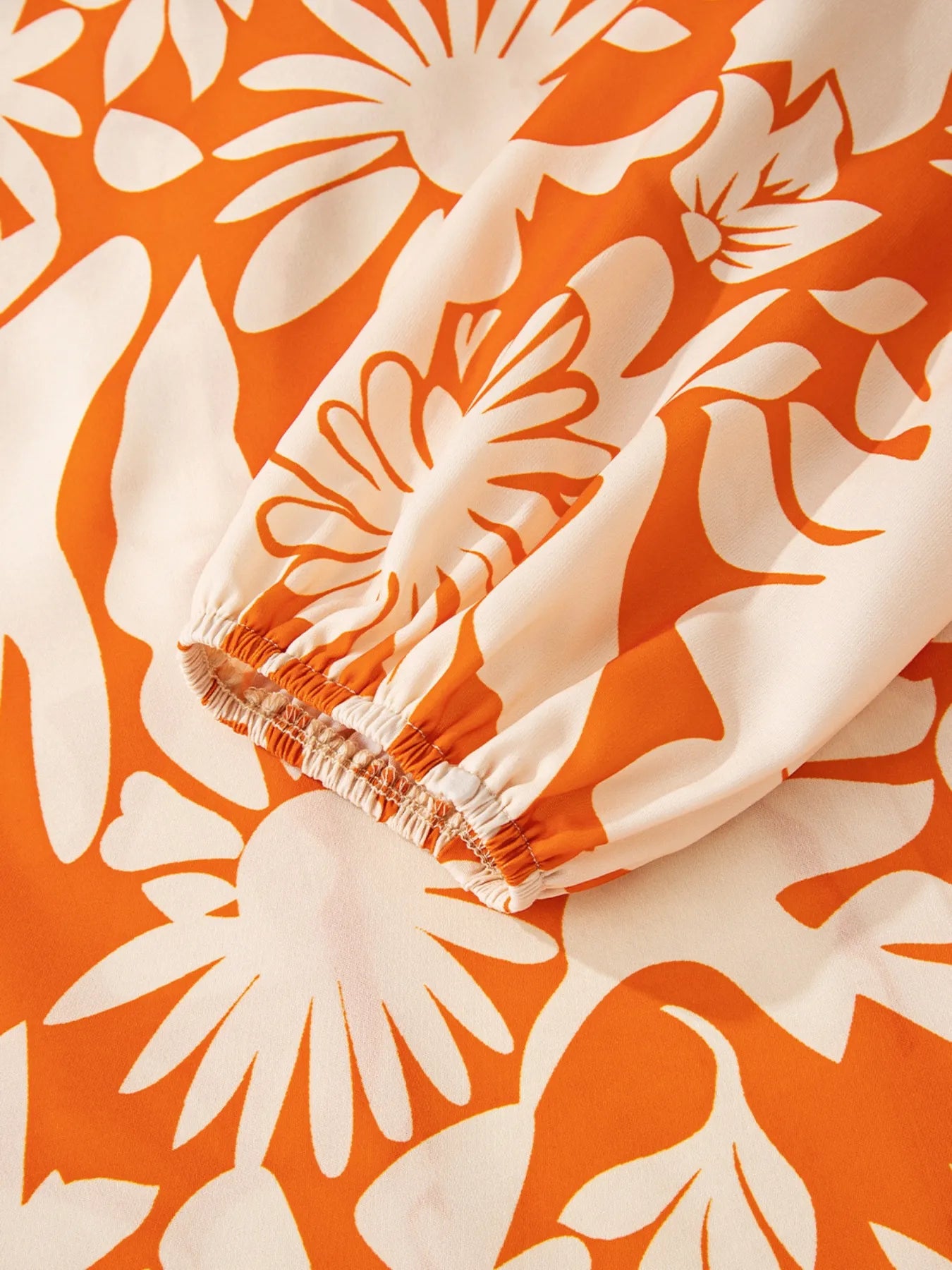 Printed Tie Back Balloon Sleeve Blouse - Fashorio