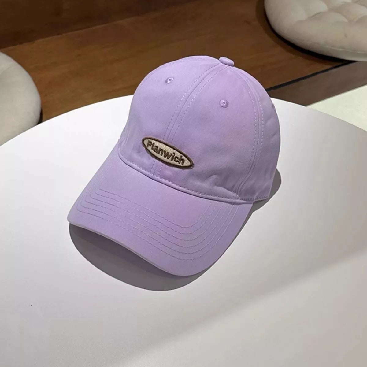 Rose pink cotton baseball cap with embroidery