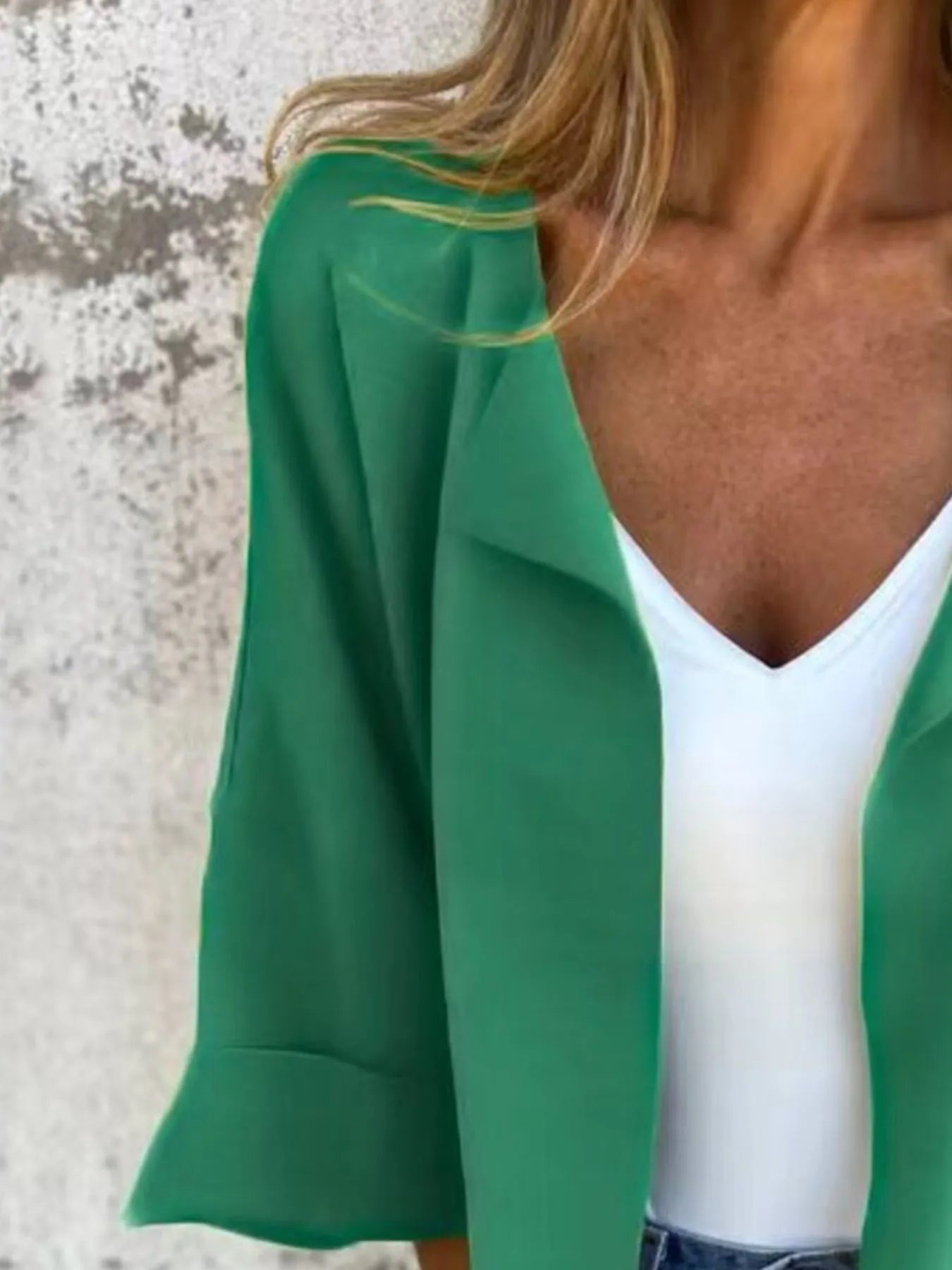 Full Size Open Front 3/4 Sleeve Cardigan Plus Size - Fashorio