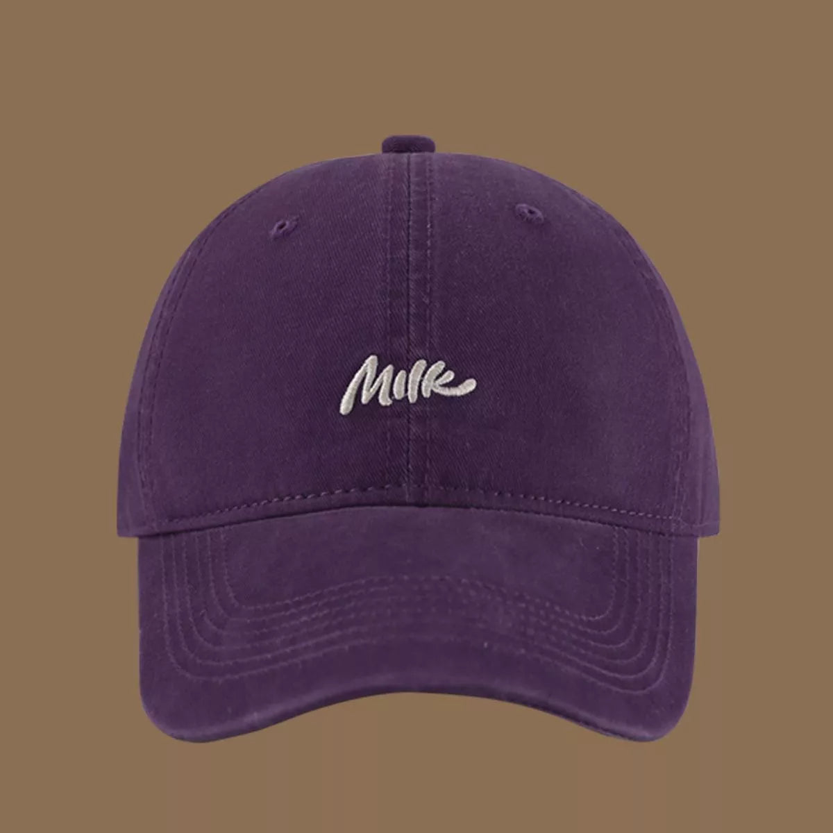 Close up of the embroidered letter on the cap front