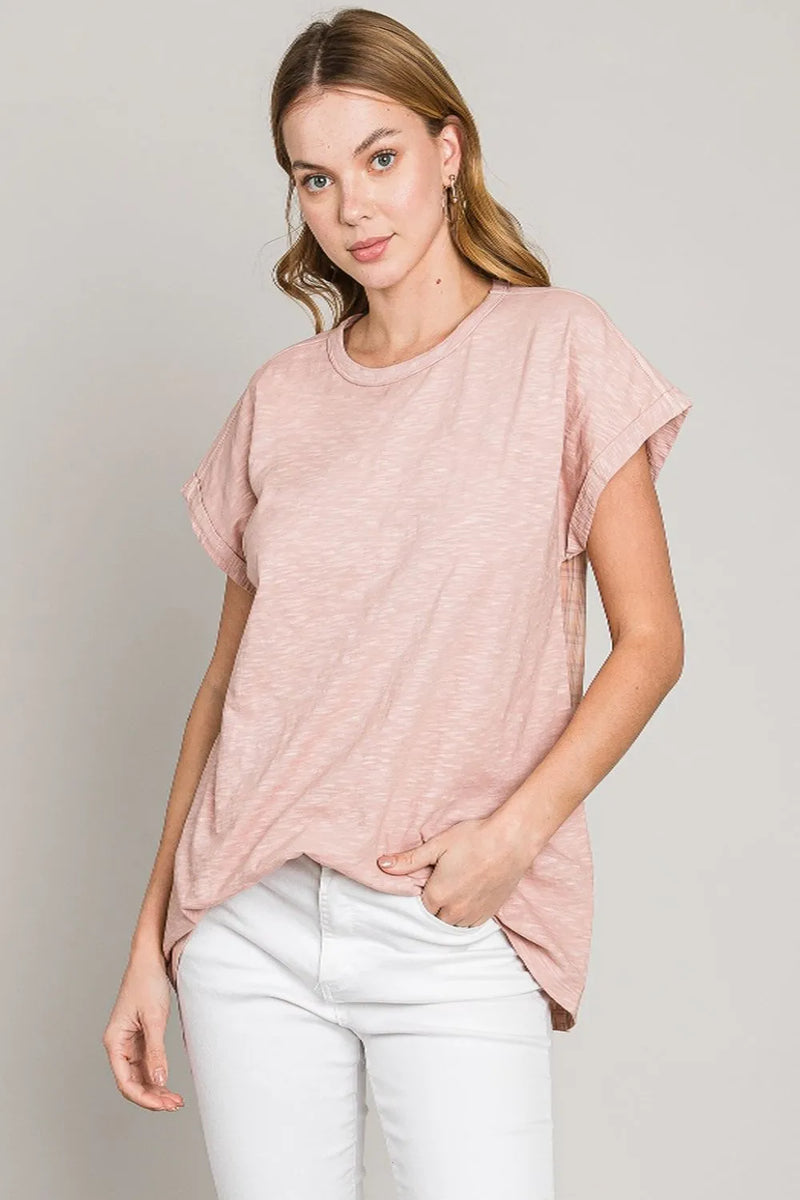 Plaid short sleeve top front view