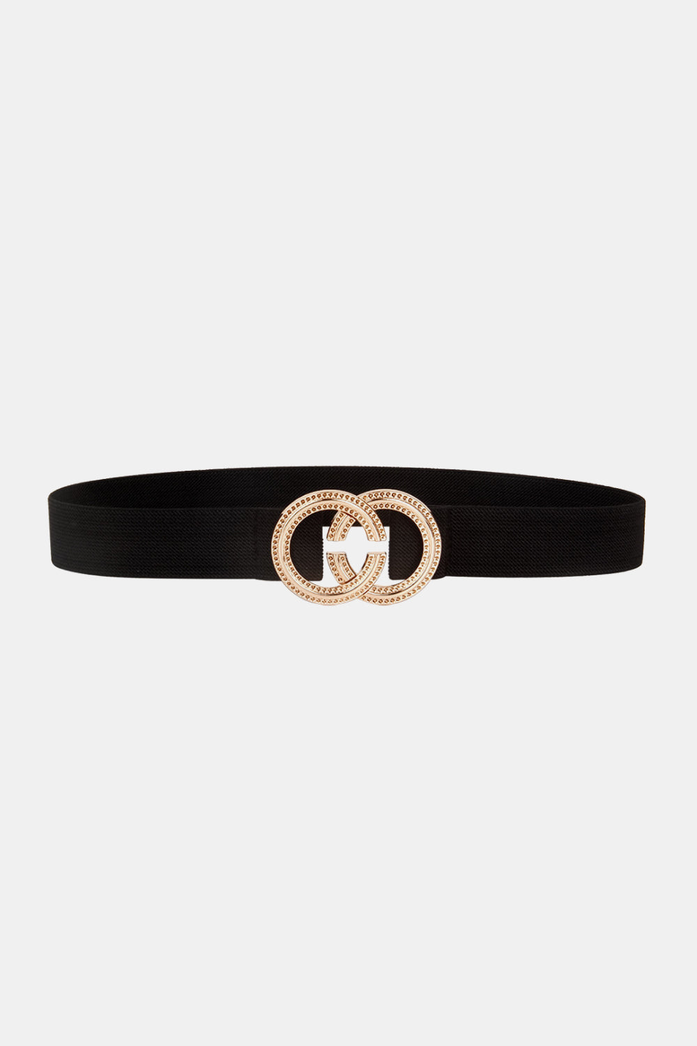 Double Hoop Buckle Elastic Belt Black One Size - Fashorio