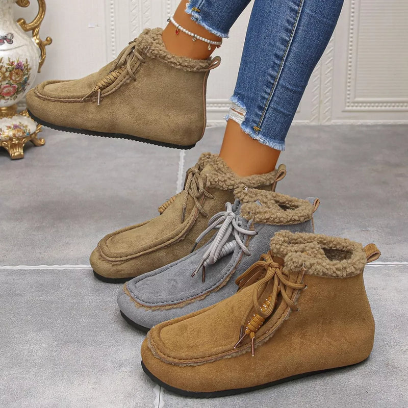 Plush lined ankle boots front view