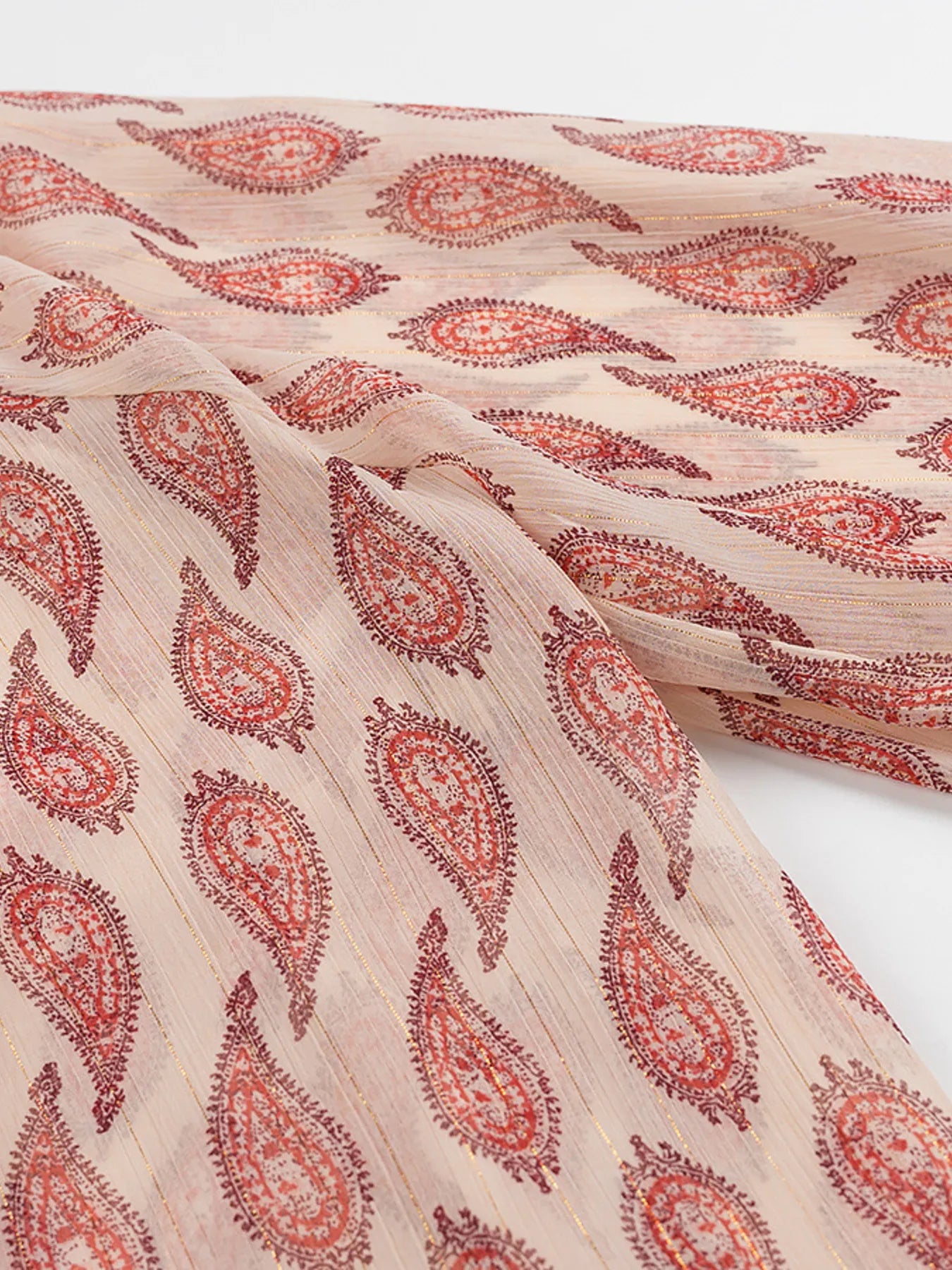 Paisley Print Frill Tie Neck Long Sleeve Blouse - Fashorio