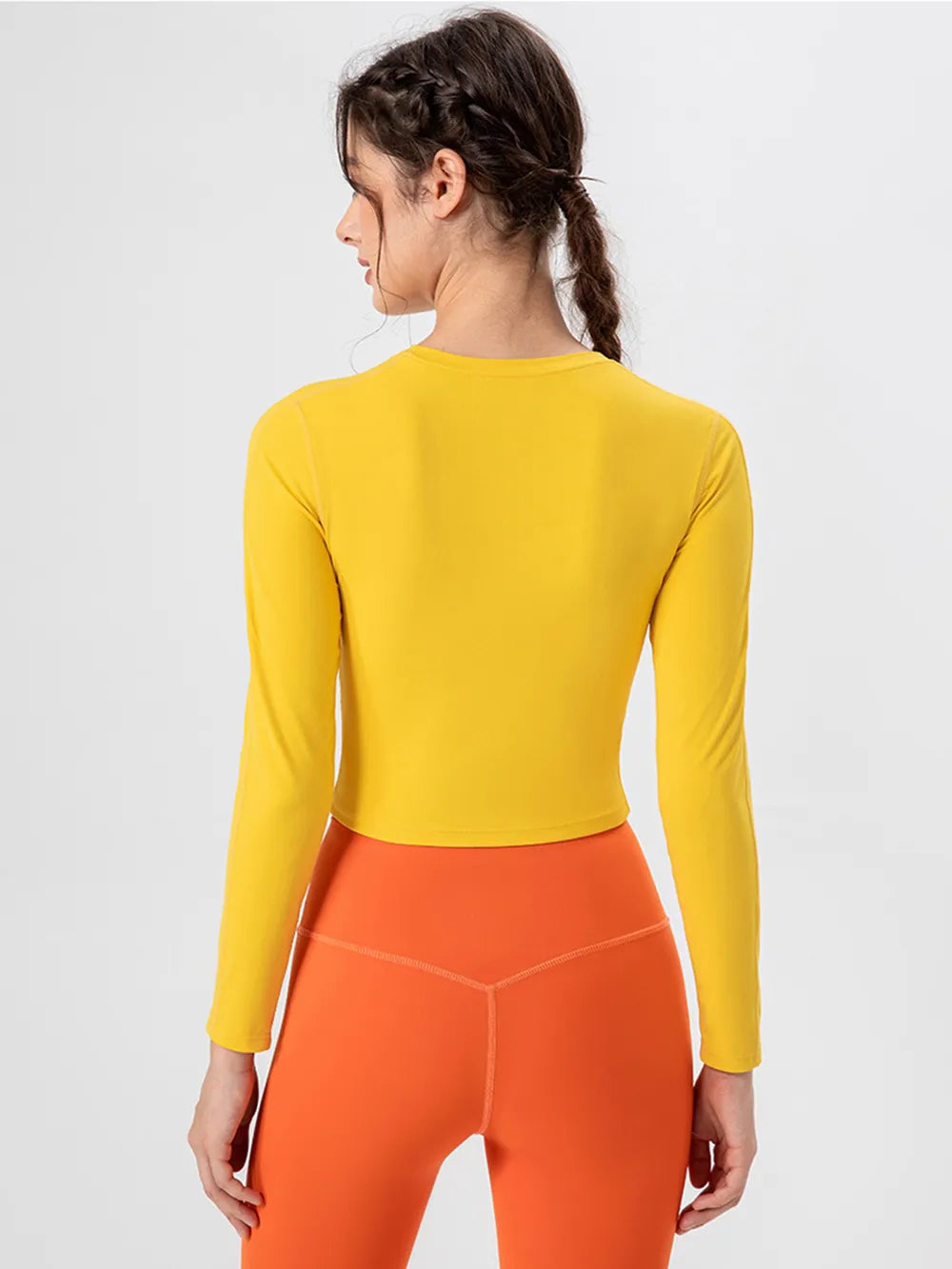 round neck long sleeve active tee back view