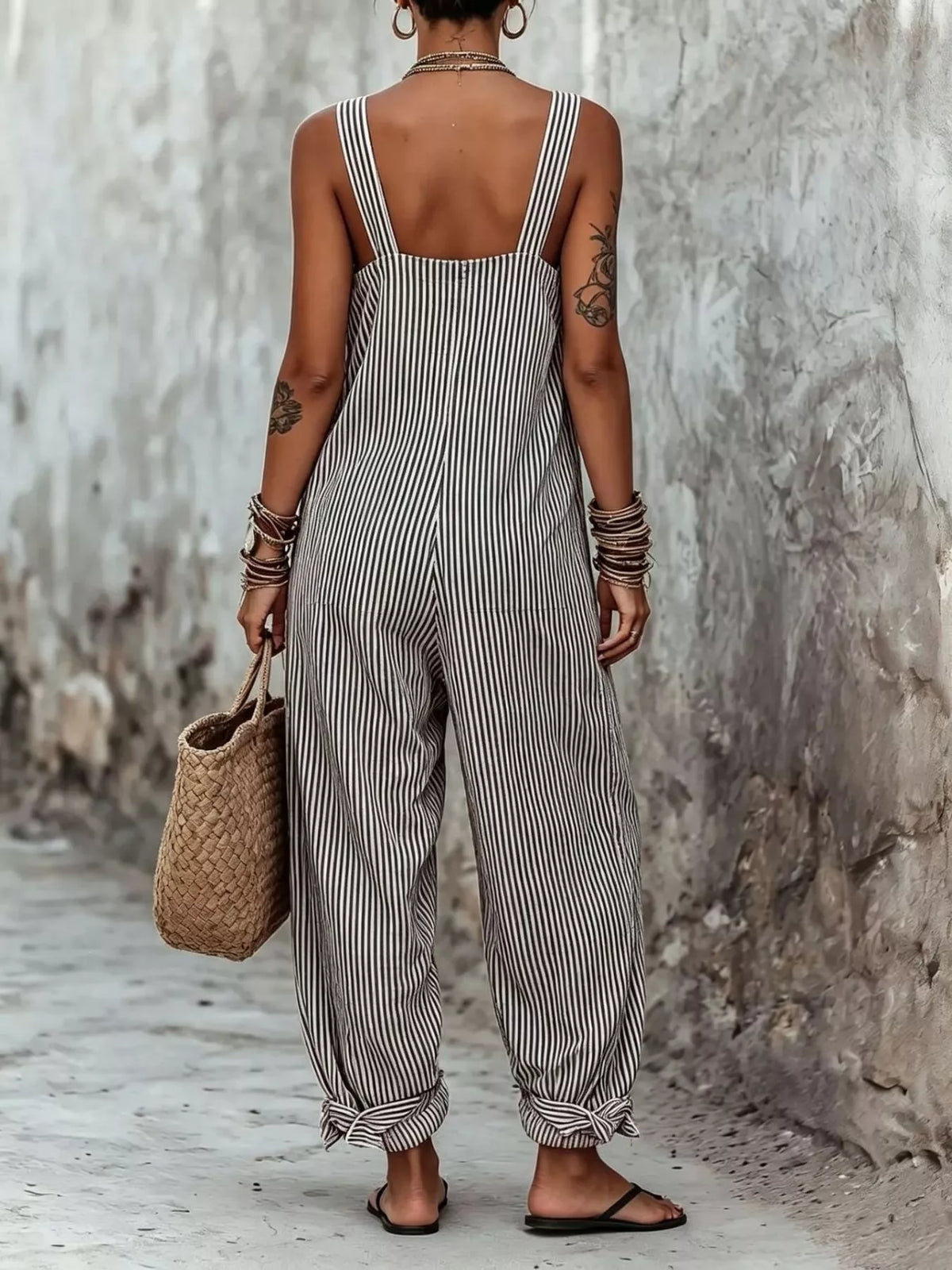 Striped jumpsuit black color