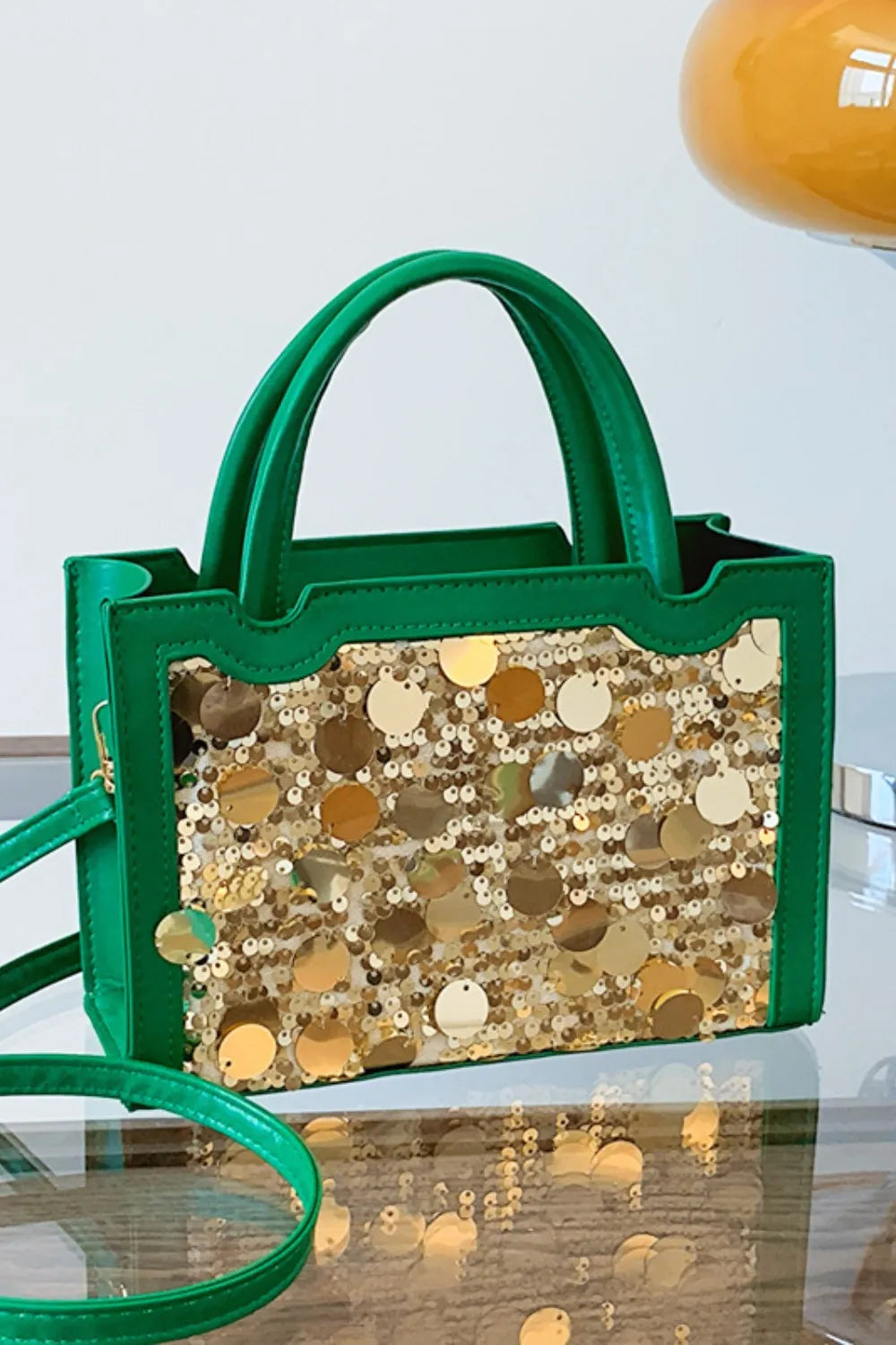 Faux Leather Sequin Handbag view 14