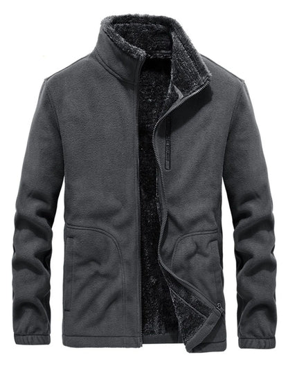 Men's Zip Up Long Sleeve Jacket Gray - Fashorio