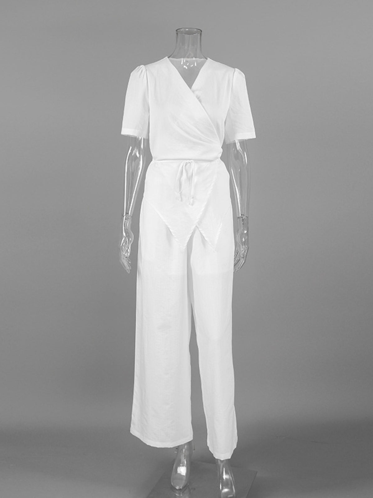 Wrap top and pants set styling view