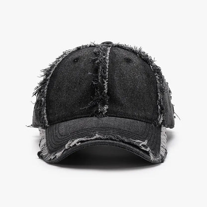 Raw Hem Cotton Baseball Cap Black One Size - Fashorio