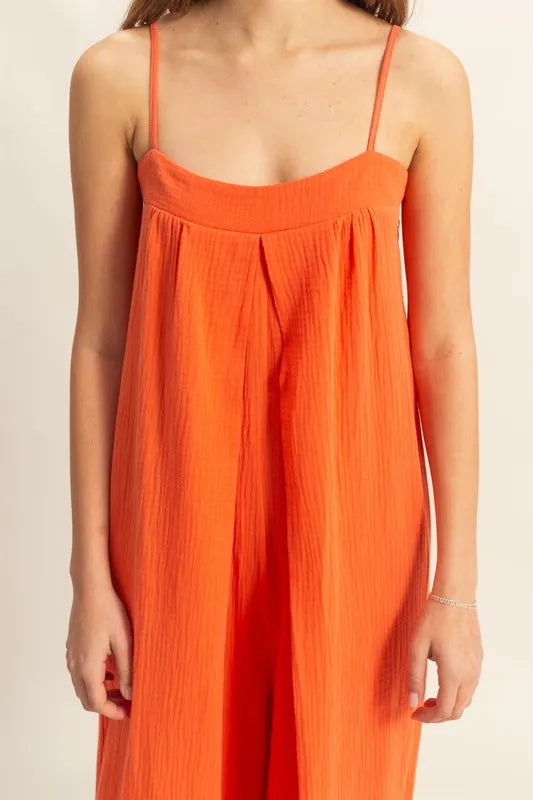 Double Gauze Super Flowy Cami Jumpsuit styled look
