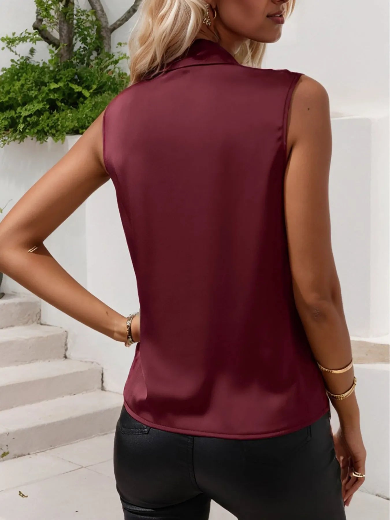 Ruched Surplice Sleeveless Top - Fashorio