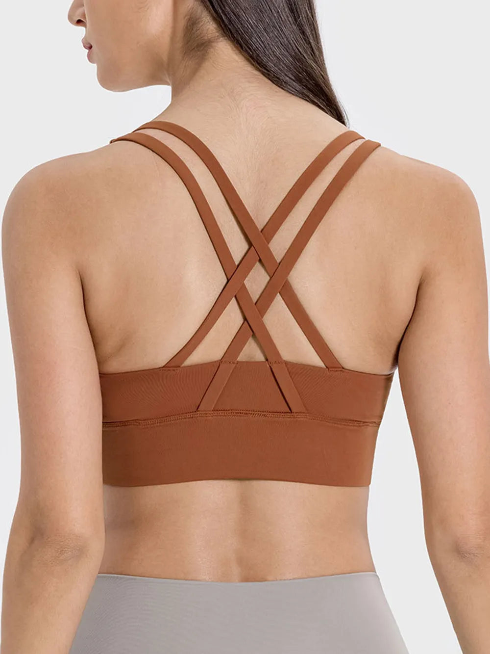 Crisscross scoop neck active tank back view
