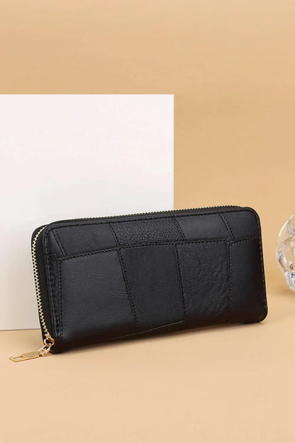 PU Leather Mulit-Interlayer Wallet Black One Size - Fashorio