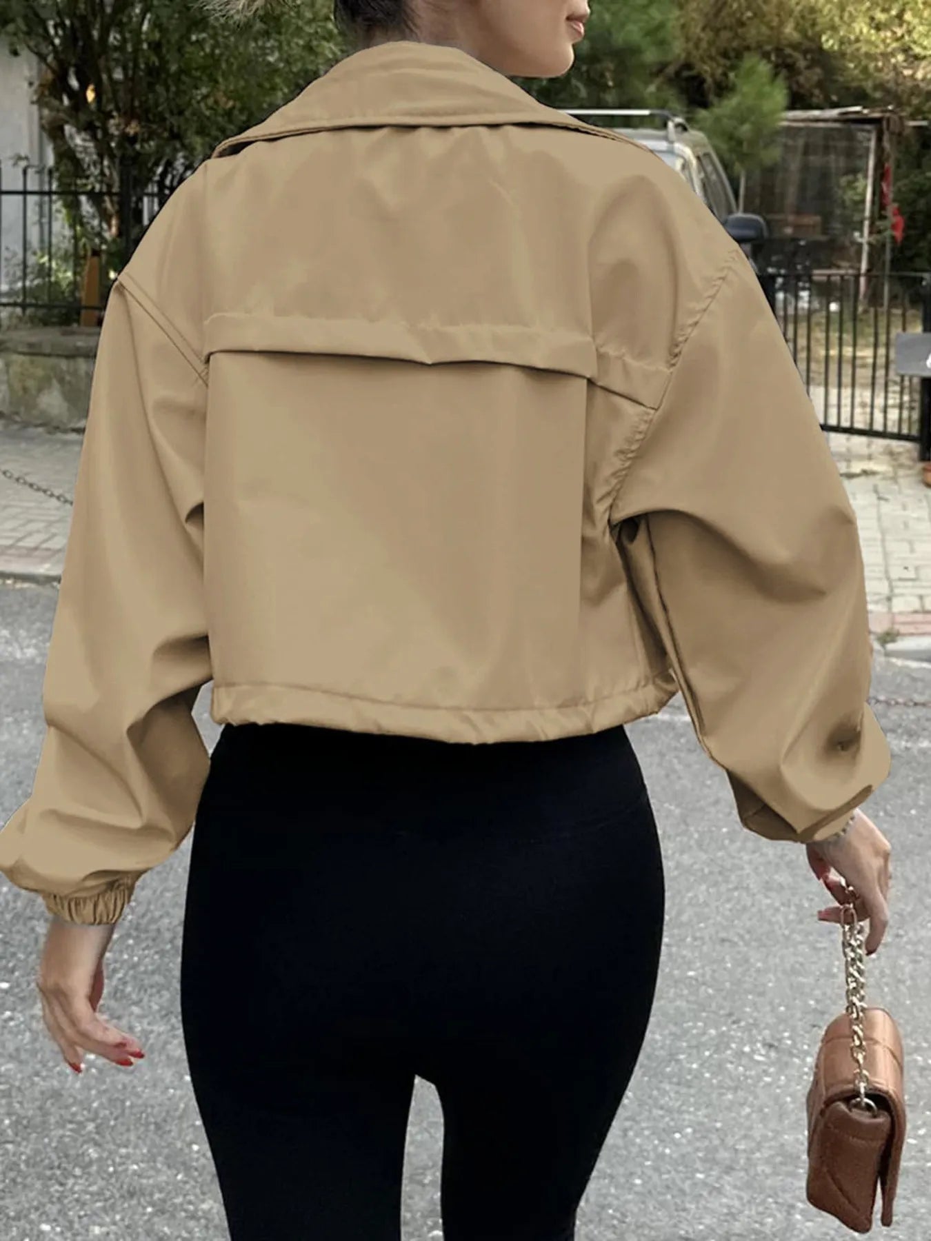 Drawstring Hem Zip Up Jacket - Fashorio