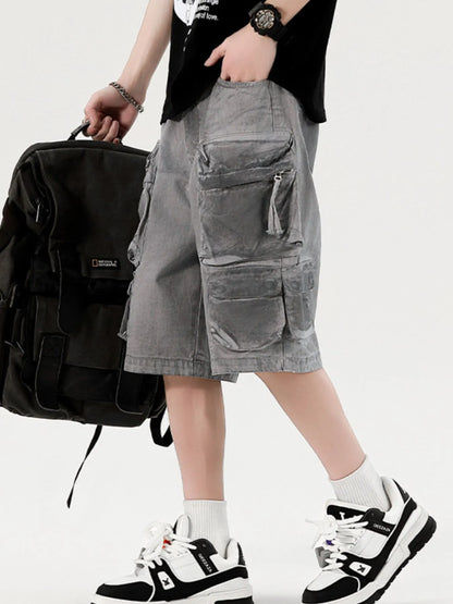 Men's Wide Leg Cargo Denim Shorts - Fashorio
