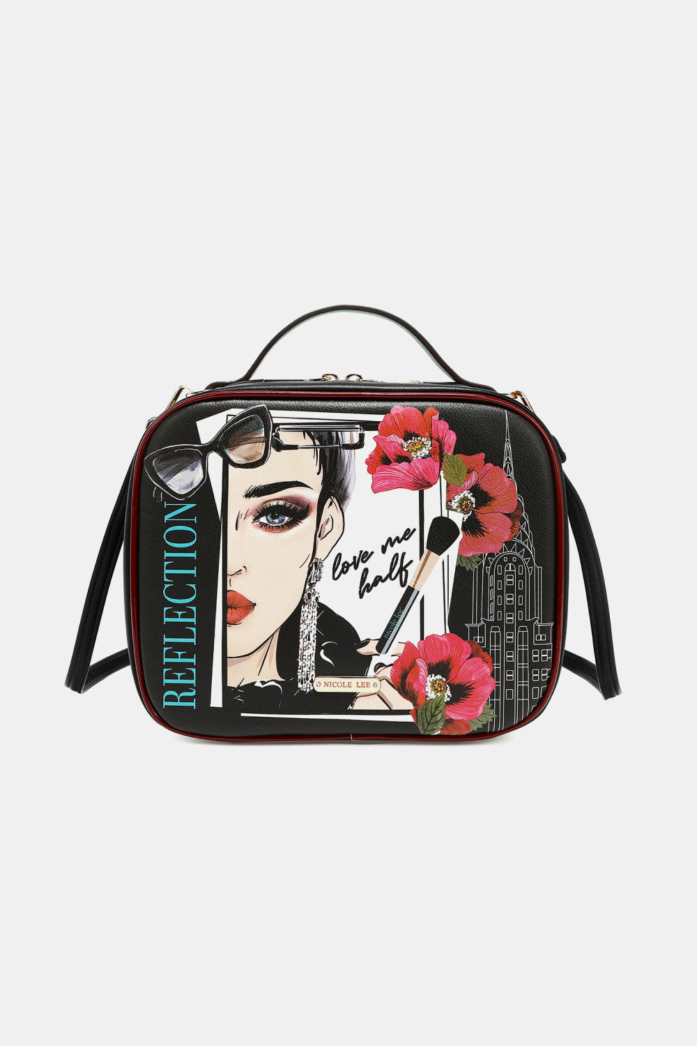 Nicole Lee USA Printed Handbag with Three Pouches Love Me Half One Size - Fashorio