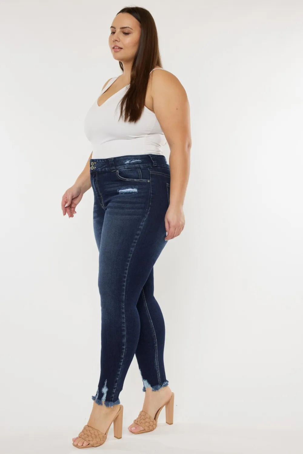 Womens high rise skinny jeans back view