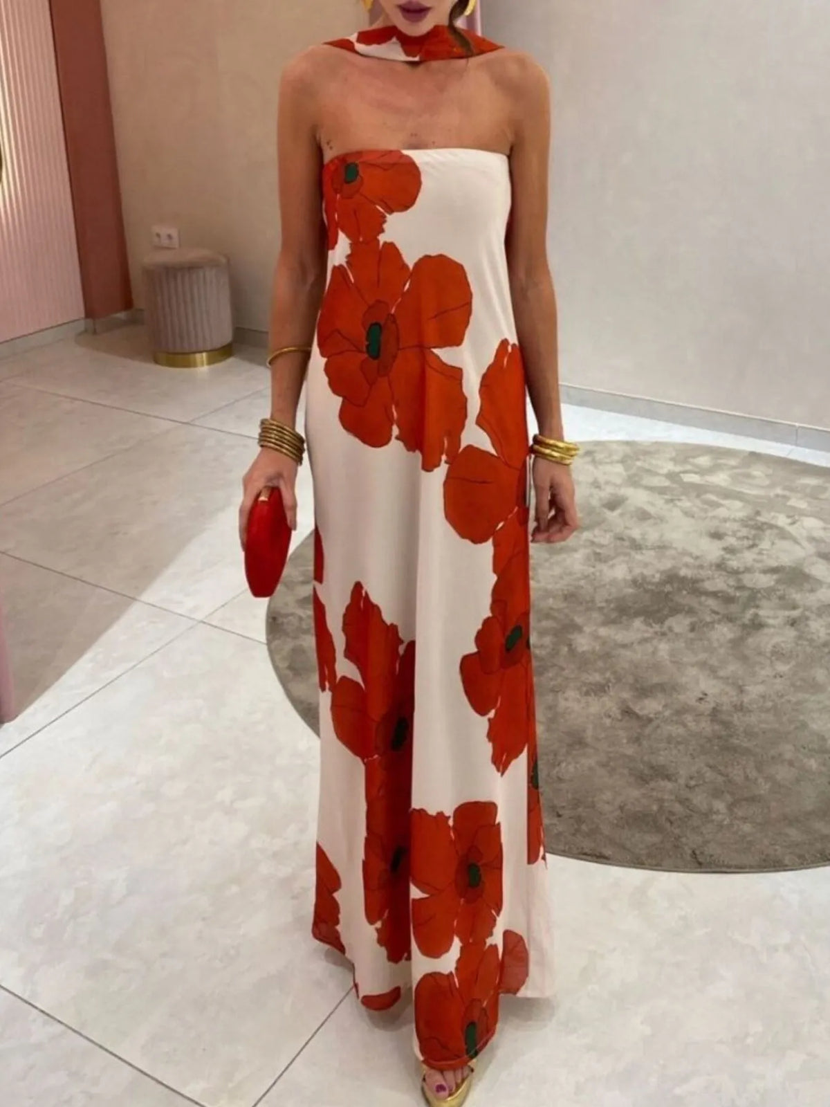 Printed tube maxi dress view 17
