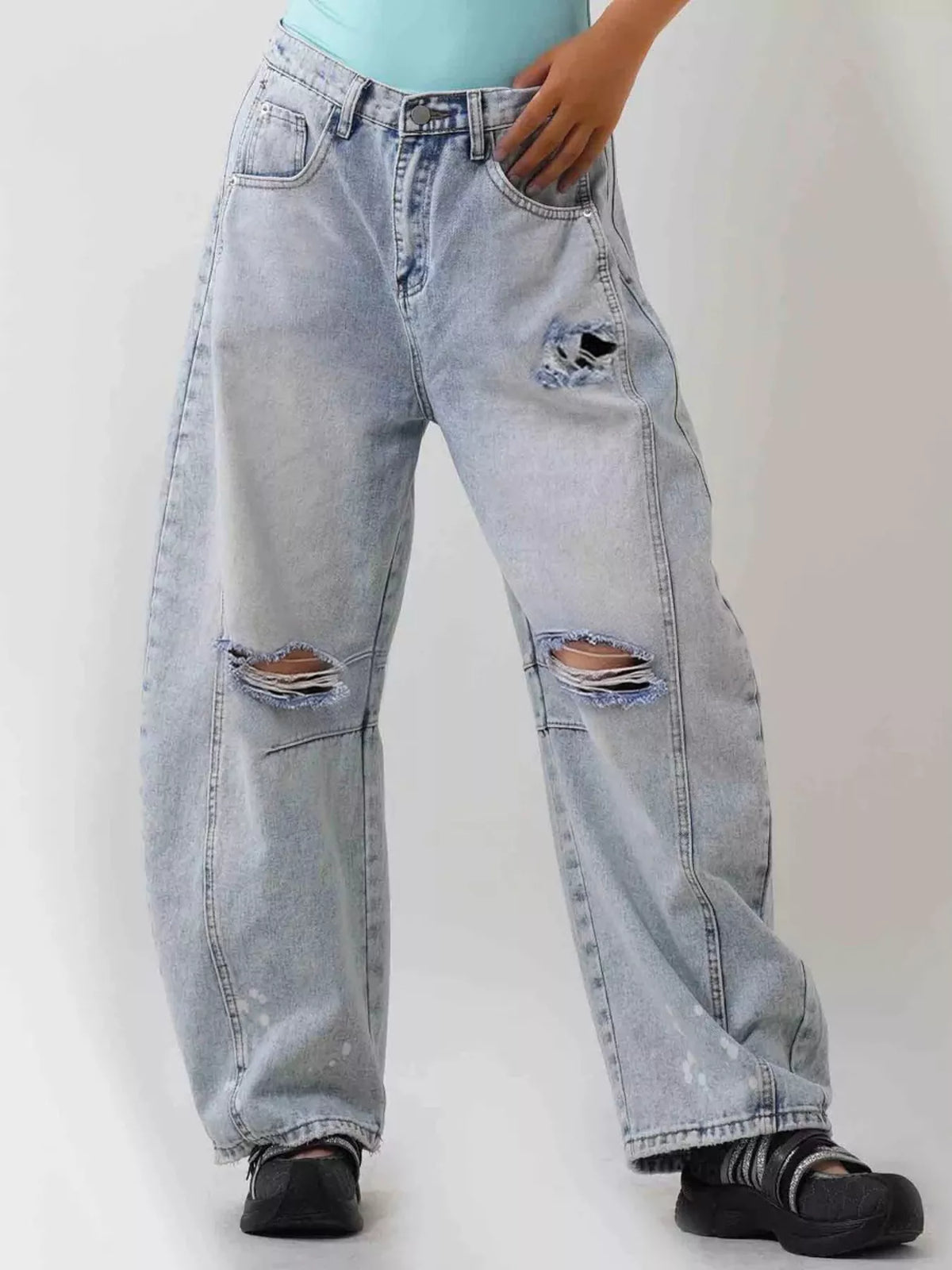 Two tone blue wash denim detail