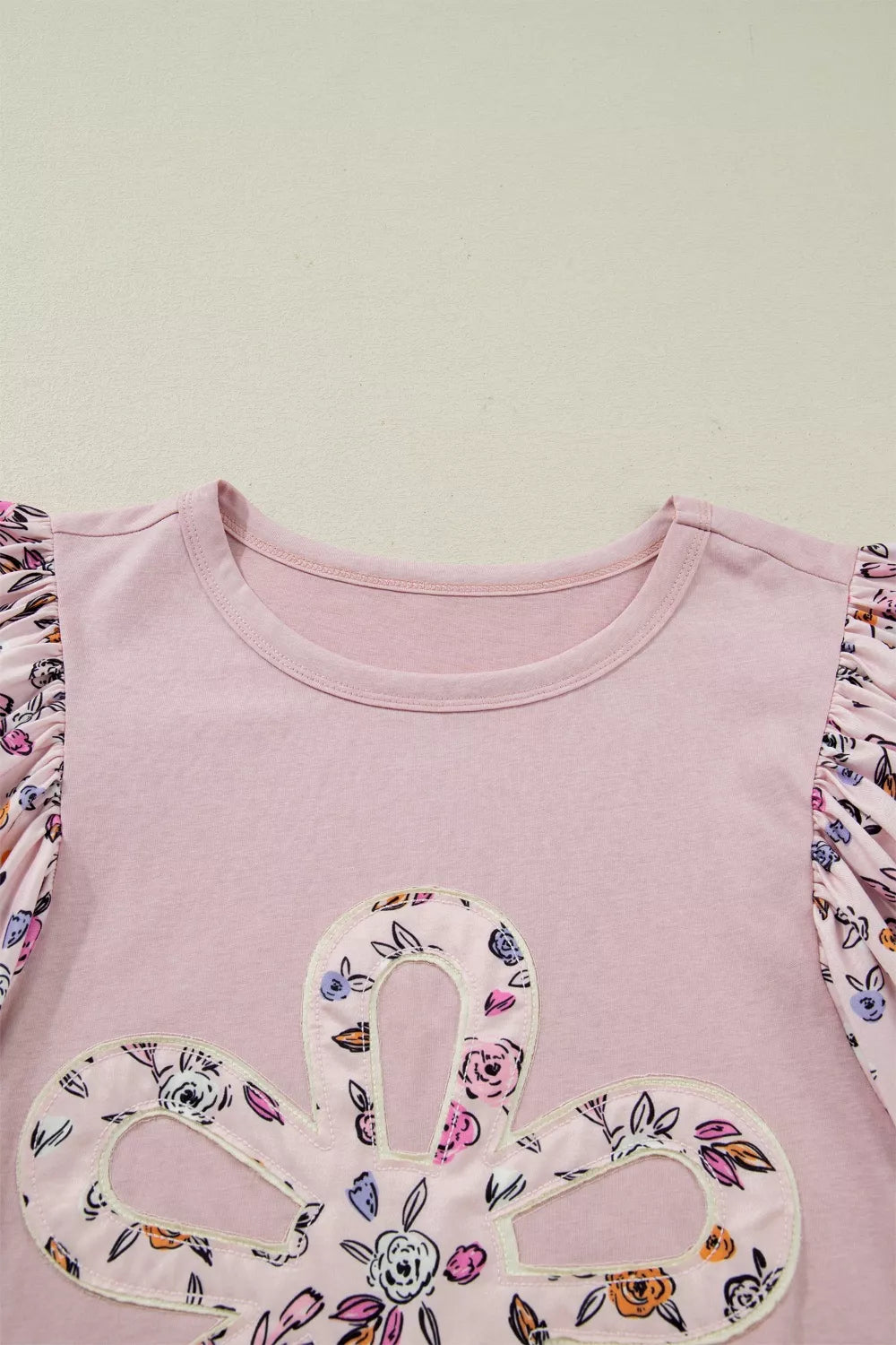 Dusty pink patchwork blouse styling view