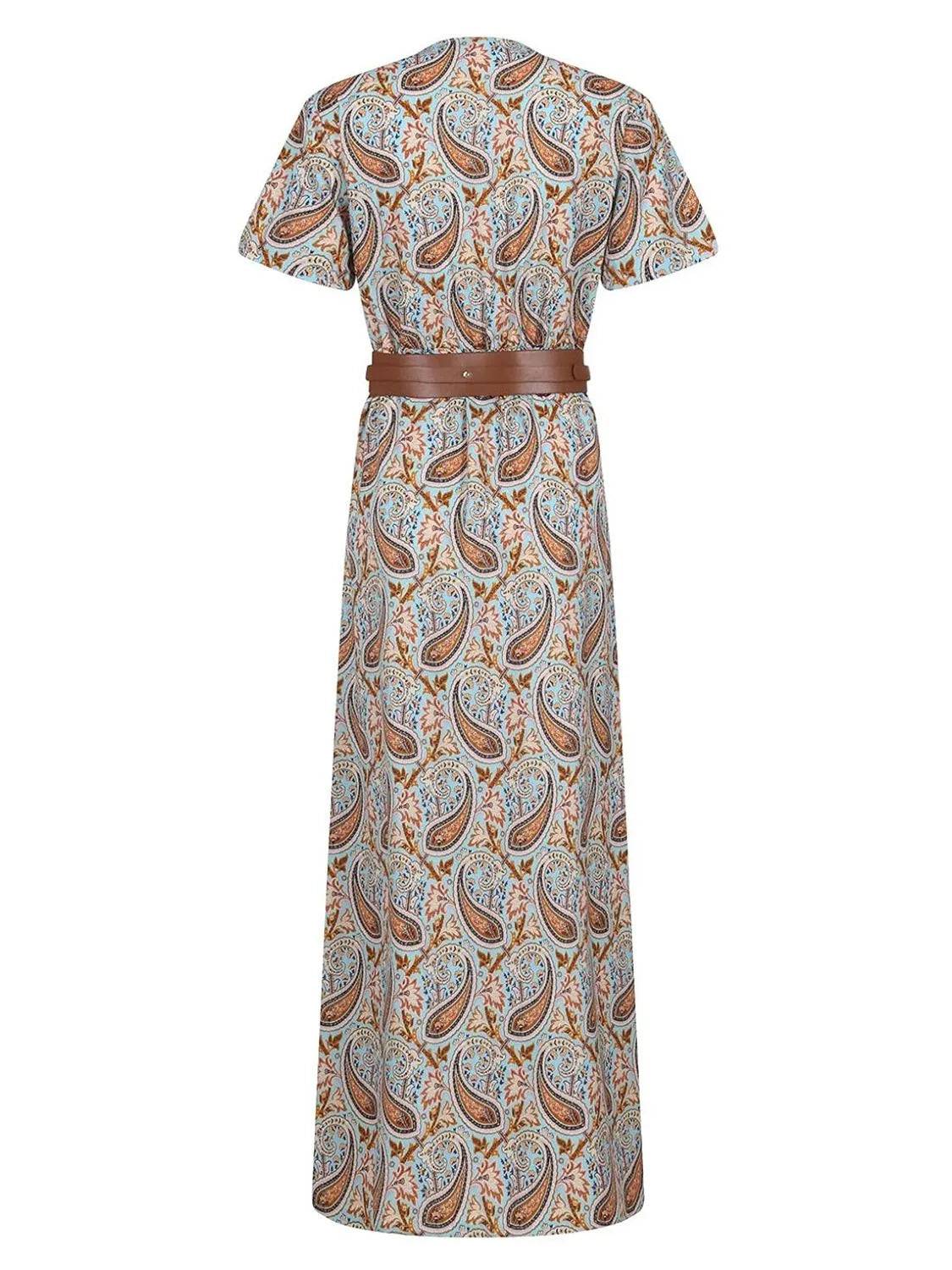 Printed V Neck Short Sleeve Maxi Dress view 5