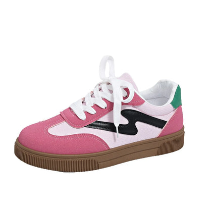 Round Toe Lace Up Sneakers - Fashorio