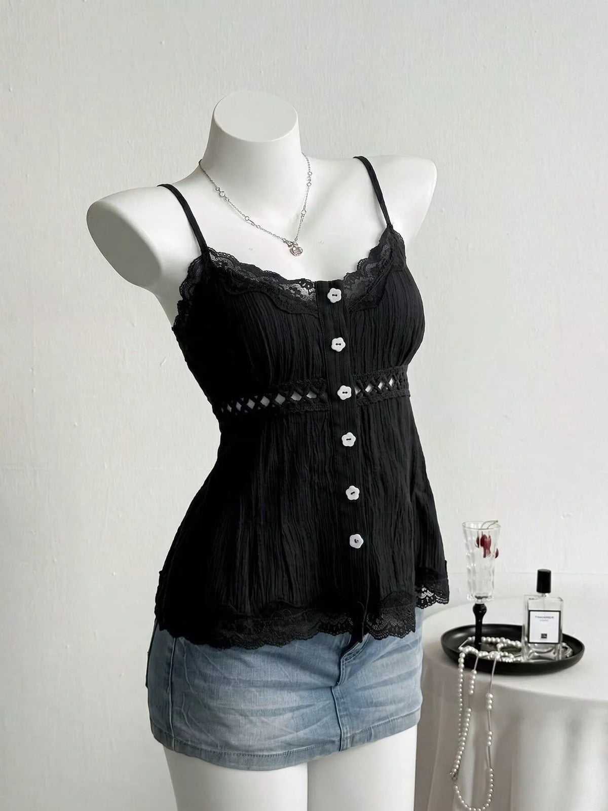 Back view of the lace trim cami