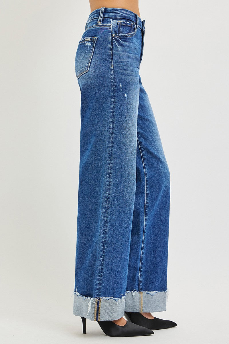 RISEN high rise wide leg jeans back view