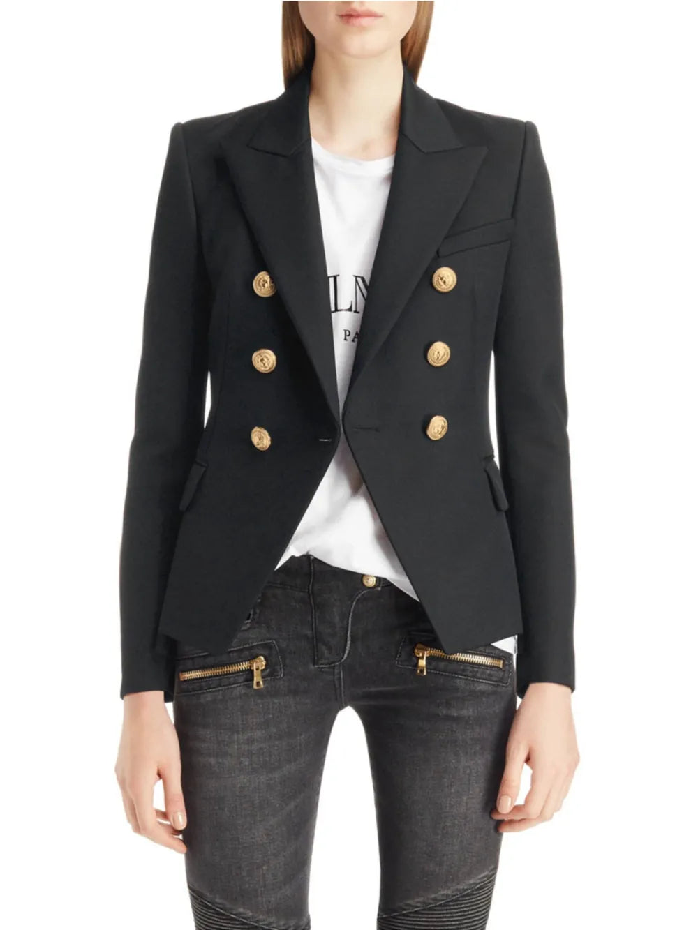 Lapel Collar Long Sleeve Blazer - Fashorio
