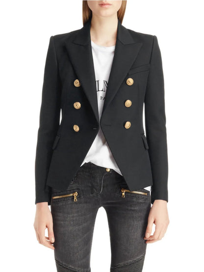 Lapel Collar Long Sleeve Blazer - Fashorio