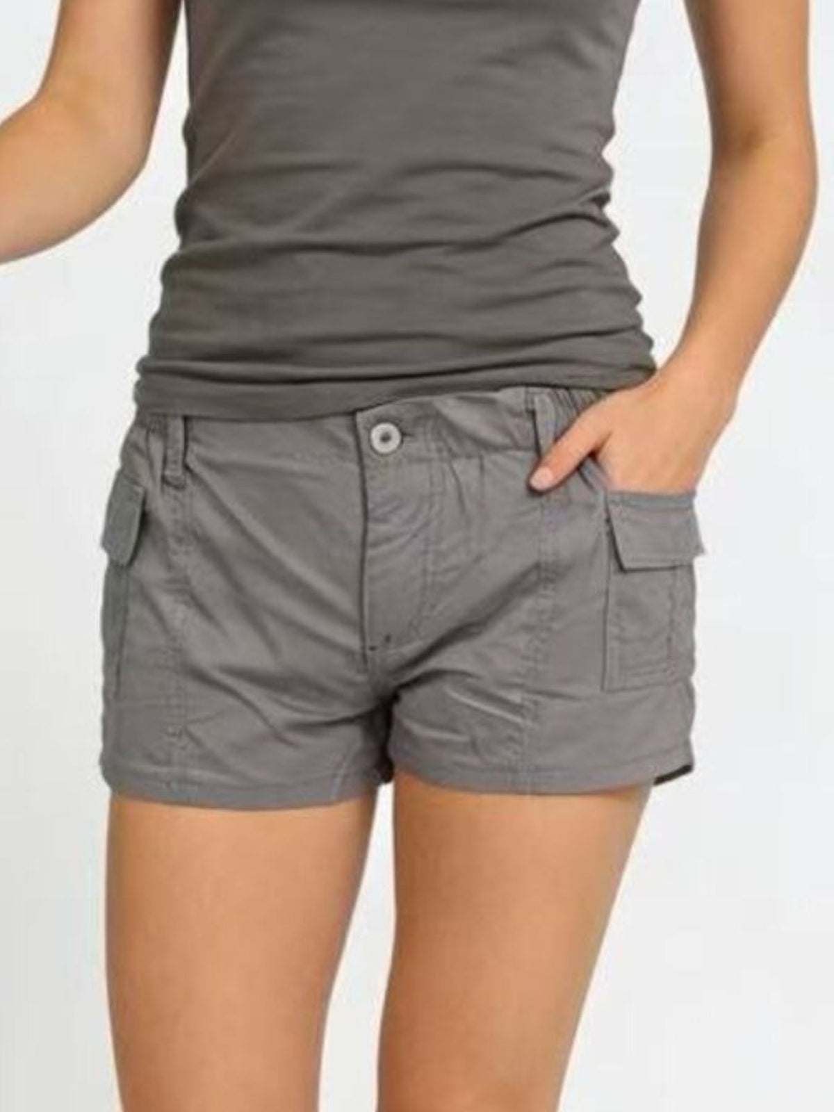 Cotton shorts button front detail