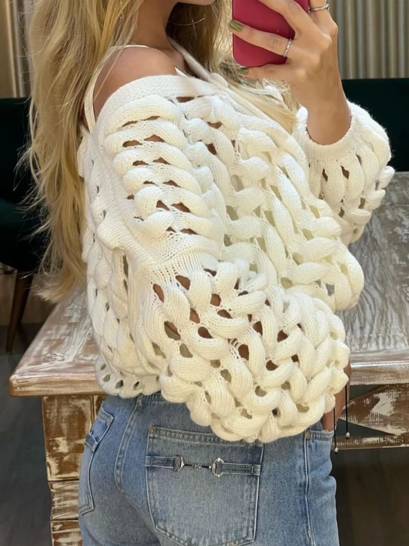 Crochet Button Up Cardigan - Fashorio