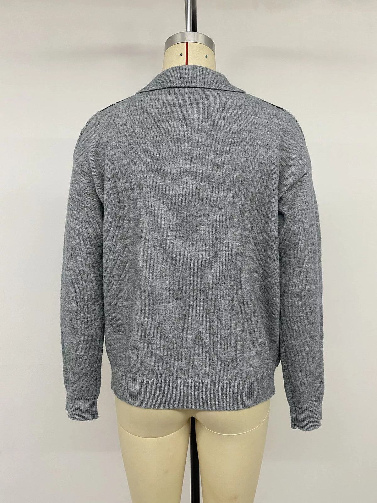 Argyle Polo Collar Ribbed Sweater view 12