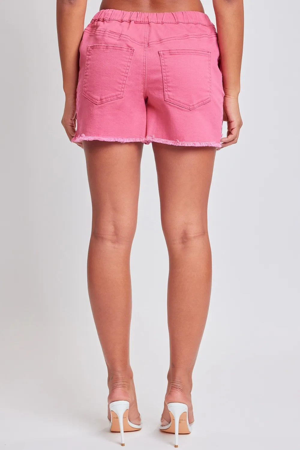 Drawstring Raw Hem Shorts back view