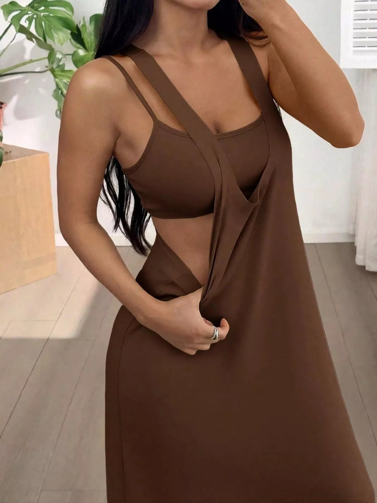 Scoop Neck Cami and Maxi Dress Two Piece Set, view 12