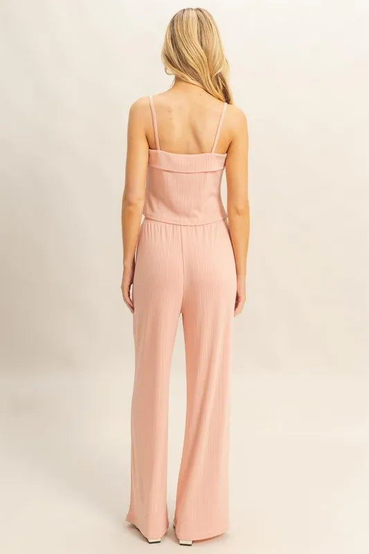 Rib Knit Cami Top and Pants Set detail