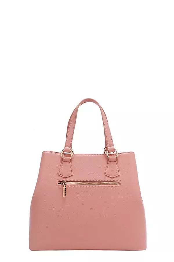 Monogram Pattern Handbag with Rhinestones Decor back view