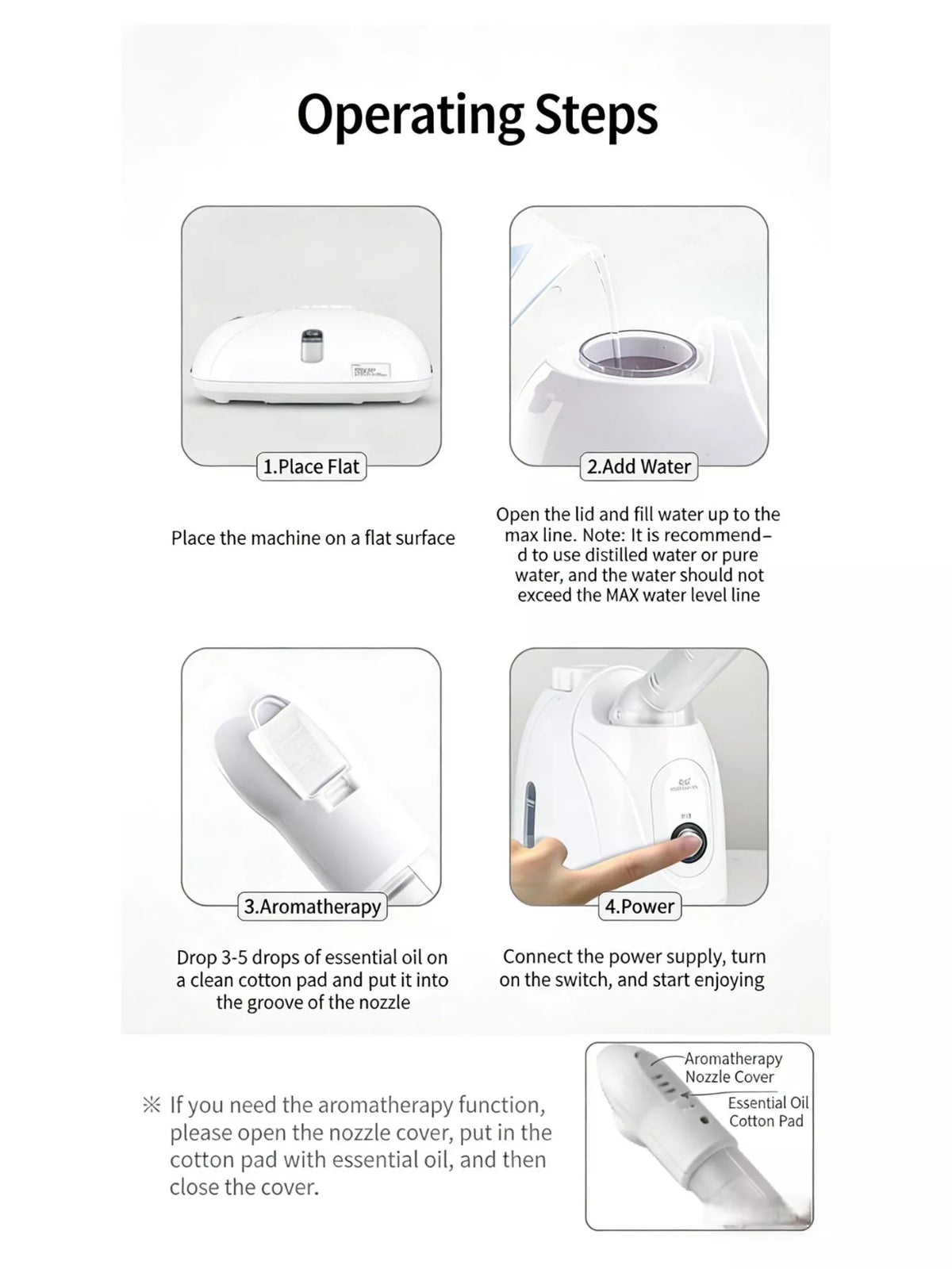 Facial steamer in use on skin