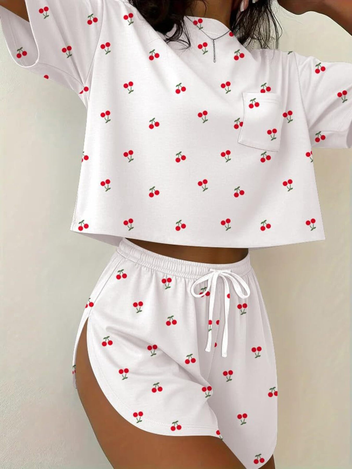 Printed Round Neck Tee and Shorts Set, view 14