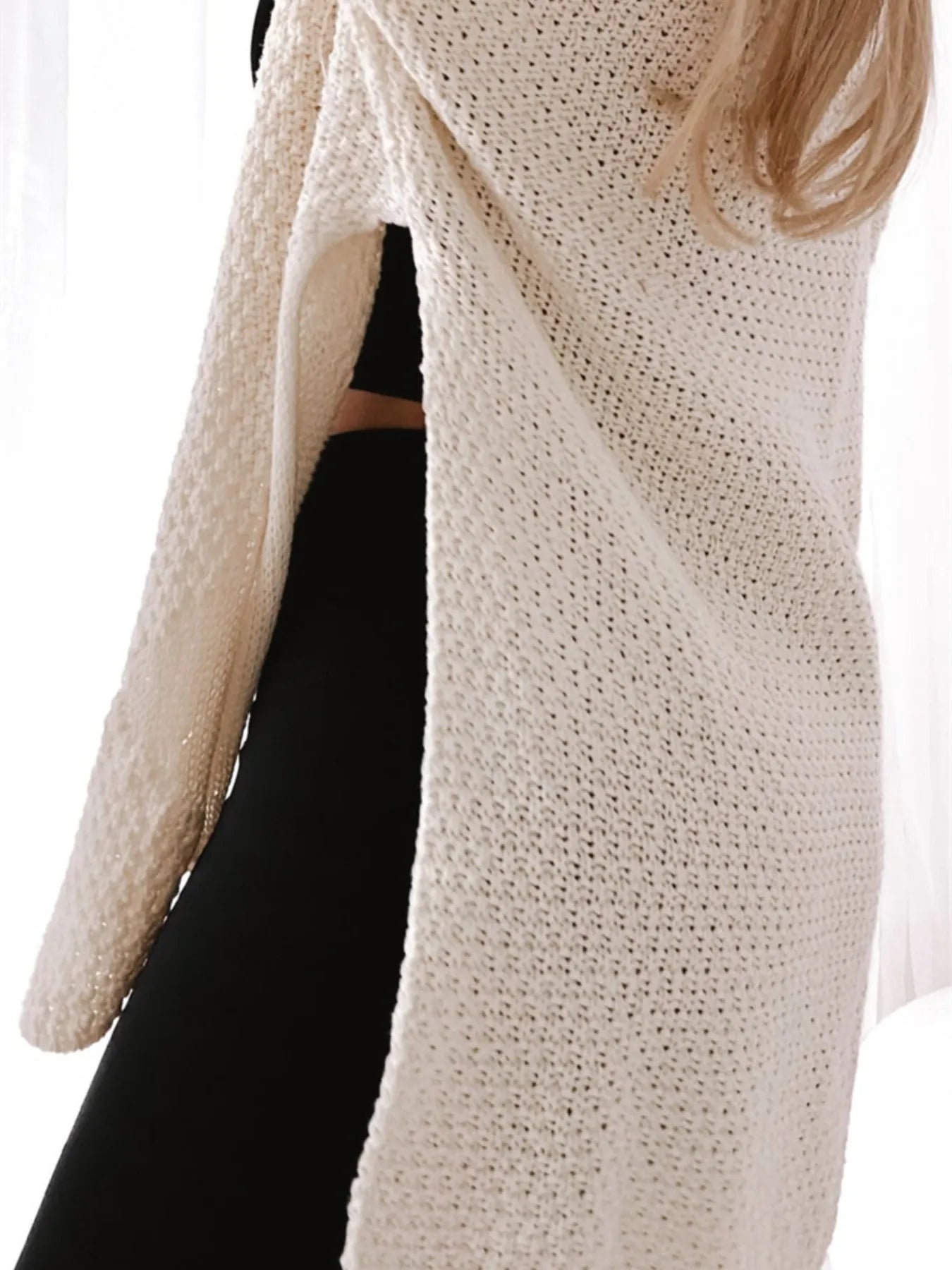 Oversized Knit Cardigan with Open Front Design - Fashorio