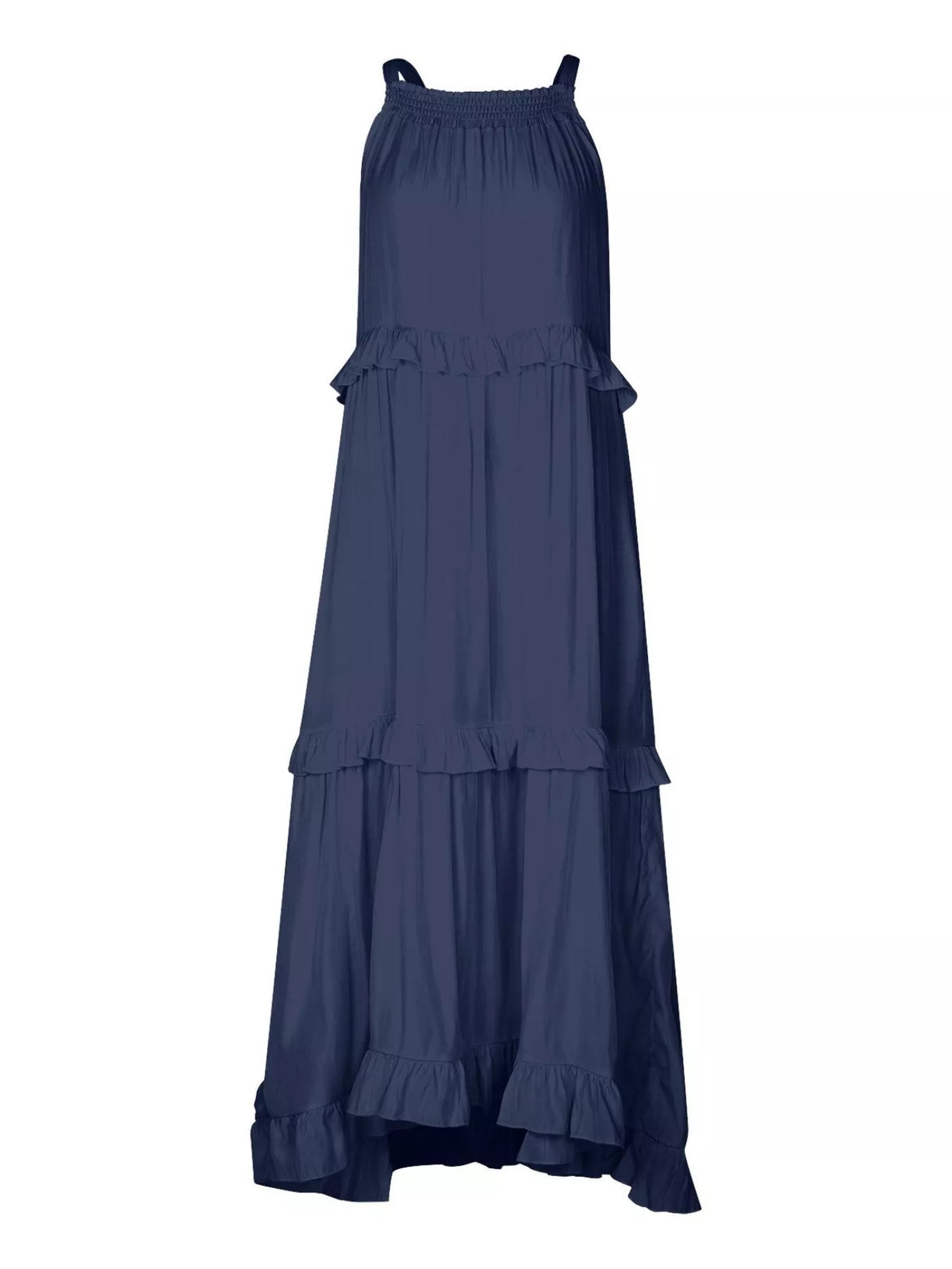 Ruffled tiered sleeveless maxi dress back view