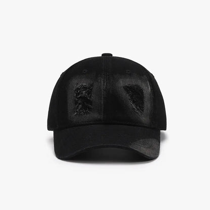 Distressed Cotton Baseball Cap Black One Size - Fashorio