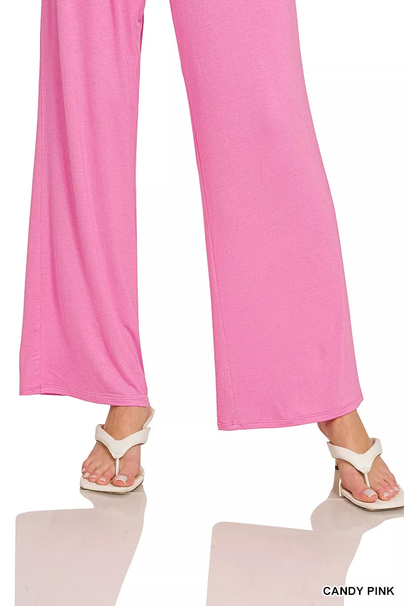 Pink V neck two piece set close up